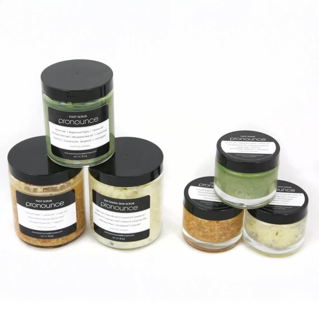 Full Scrub Line All Sizes Two Sides Pronounce Skincare