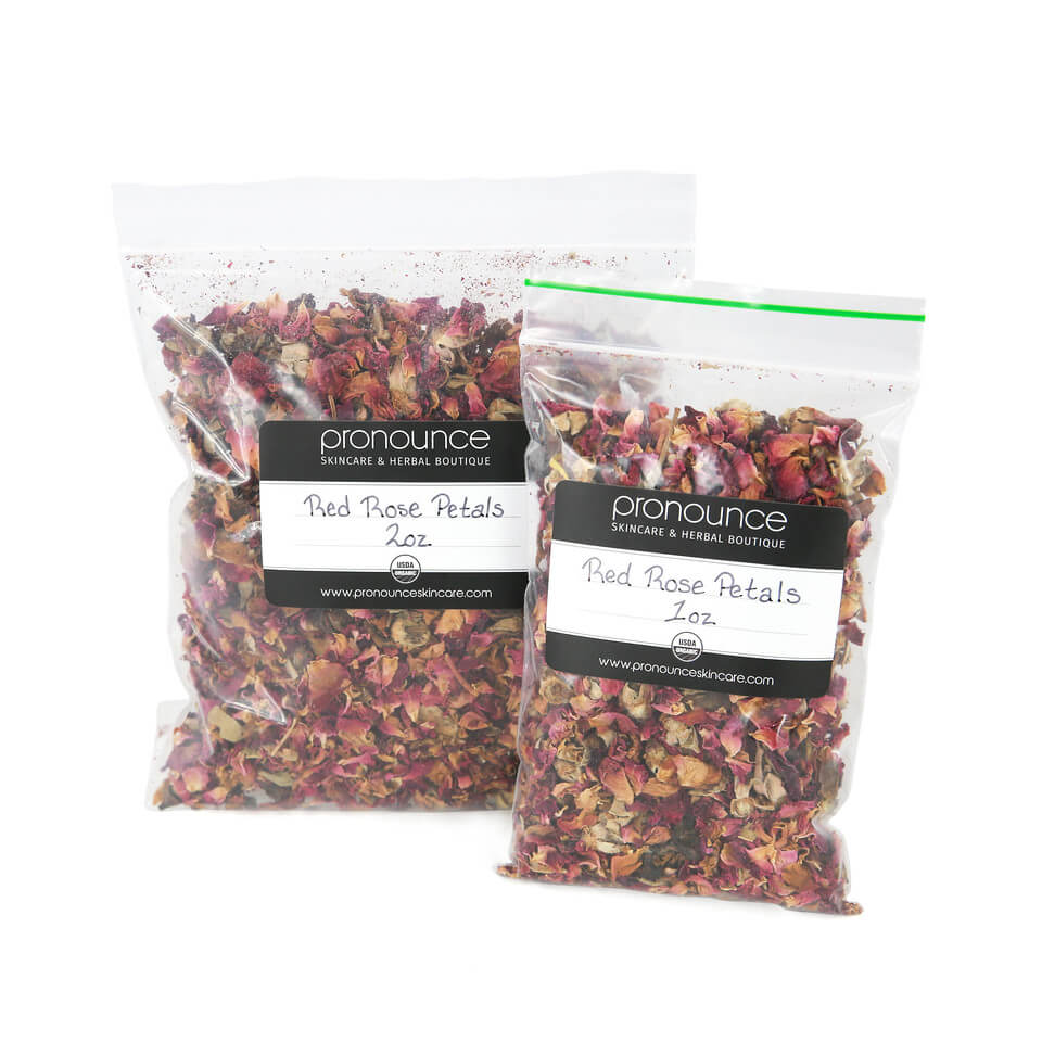 Certified Organic Red Rose Petals 2 Sizes Pronounce Skincare & Herbal Boutique