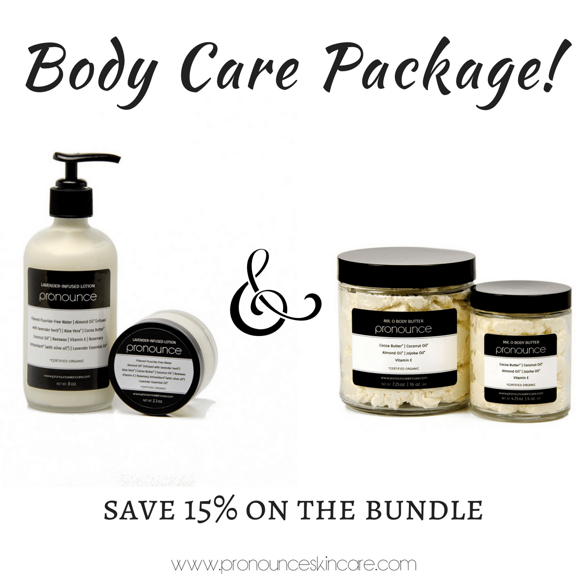 Body Care Package! Lavender-Infused Lotion + Body Butter. Bundle together by size and scent and save 15%!- Pronounce Skincare & Apothecary-2